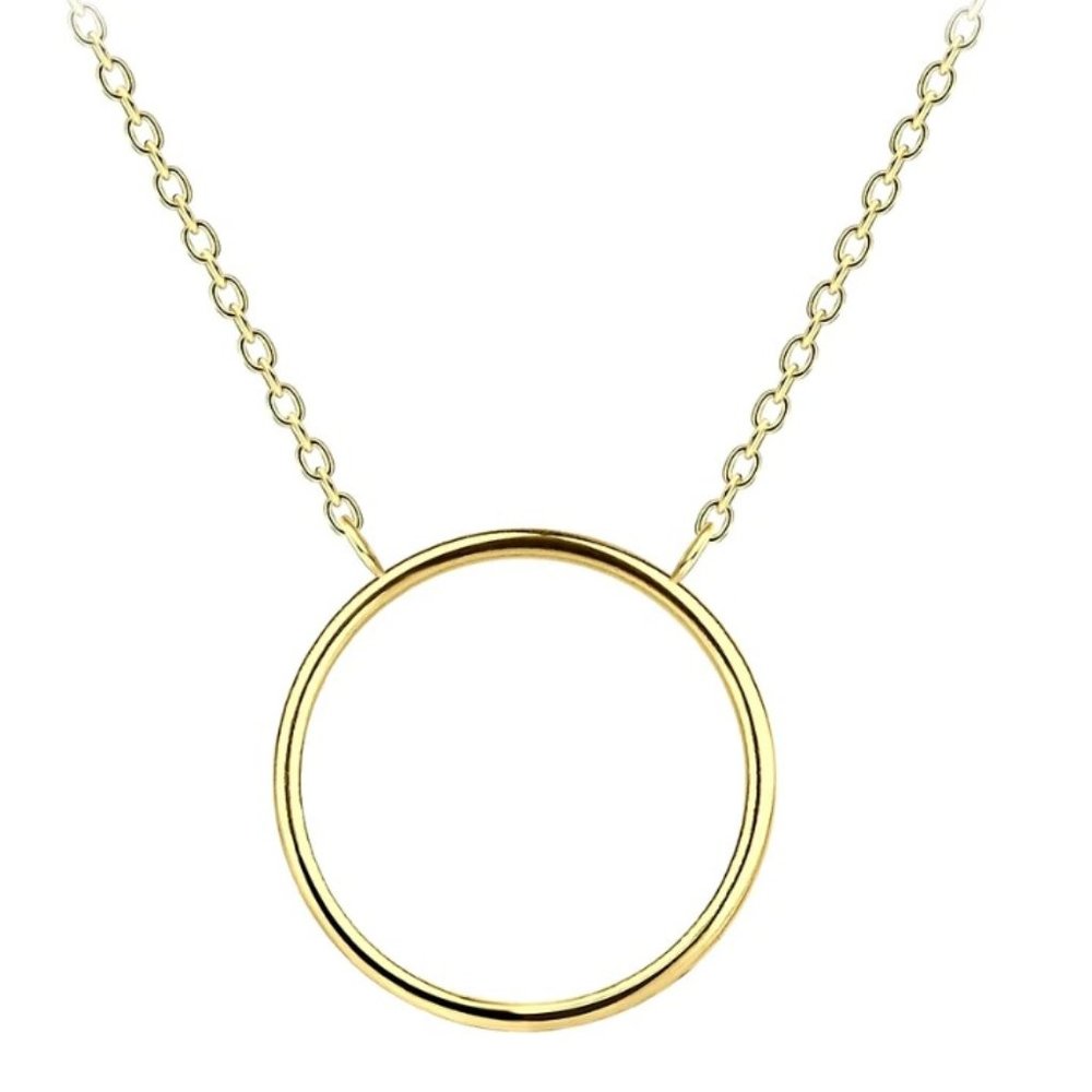 Yellow Gold Sterling Silver Circle Necklace